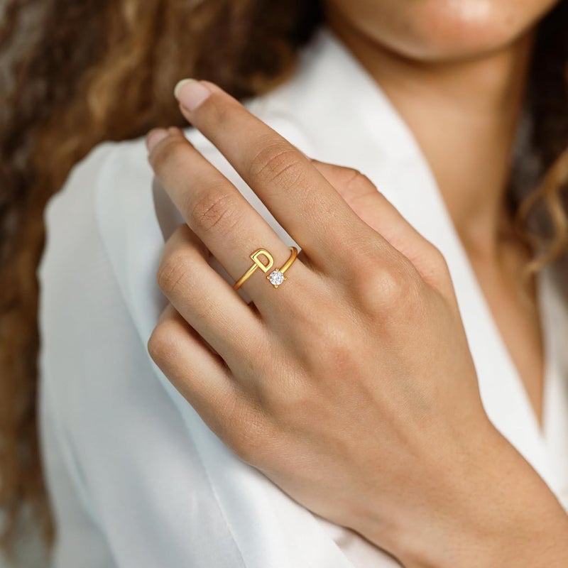 BLThing Store Initial Rings for Girls Kids Women - Dainty 14K Gold Plated Dainty A - Z Initial Letter Rings No Tarnish Teen Girls Gifts Trendy Stuff Birthday Gifts for 5 6 7 8 9 10 Year Old Girl - Image 3